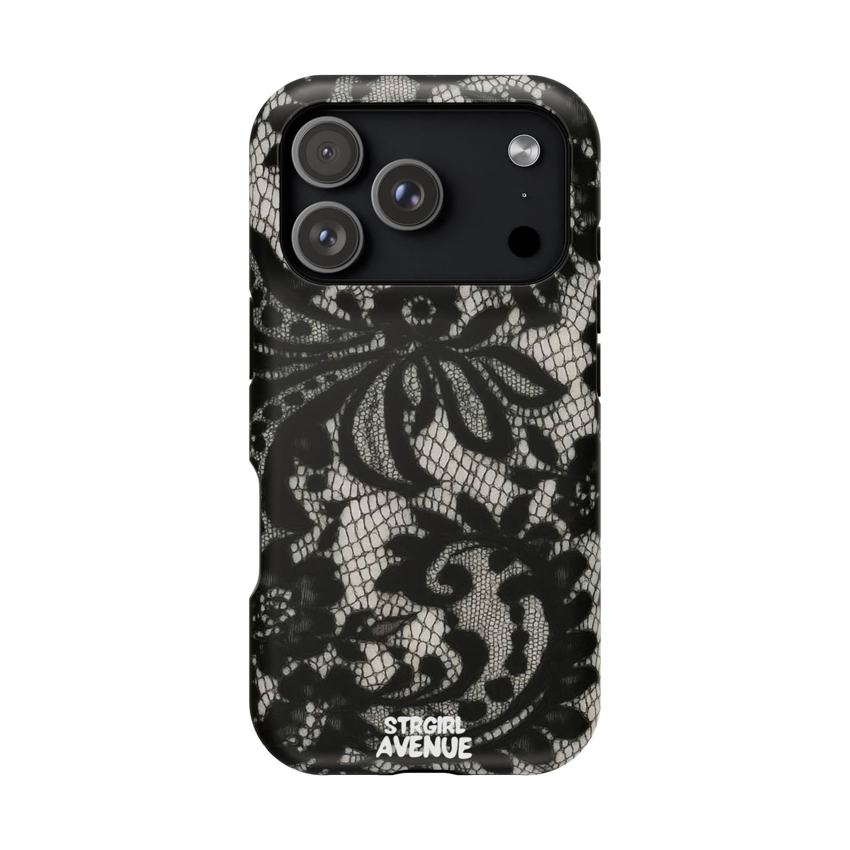 “Lacey black” protective phone case