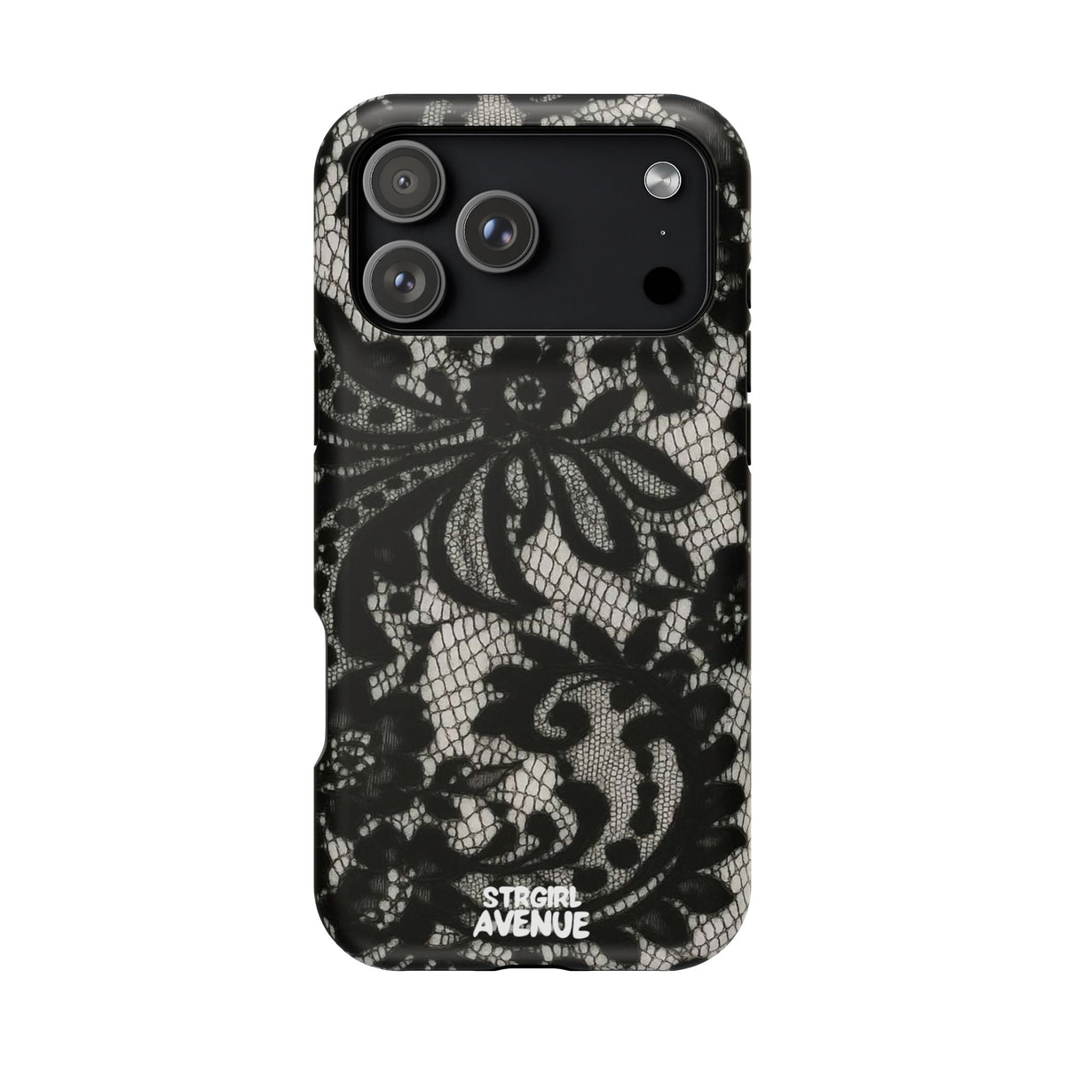 “Lacey black” protective phone case