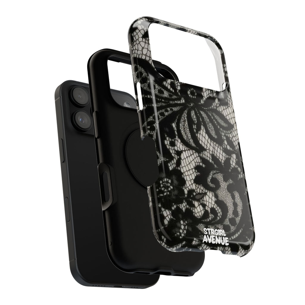 “Lacey black” protective phone case