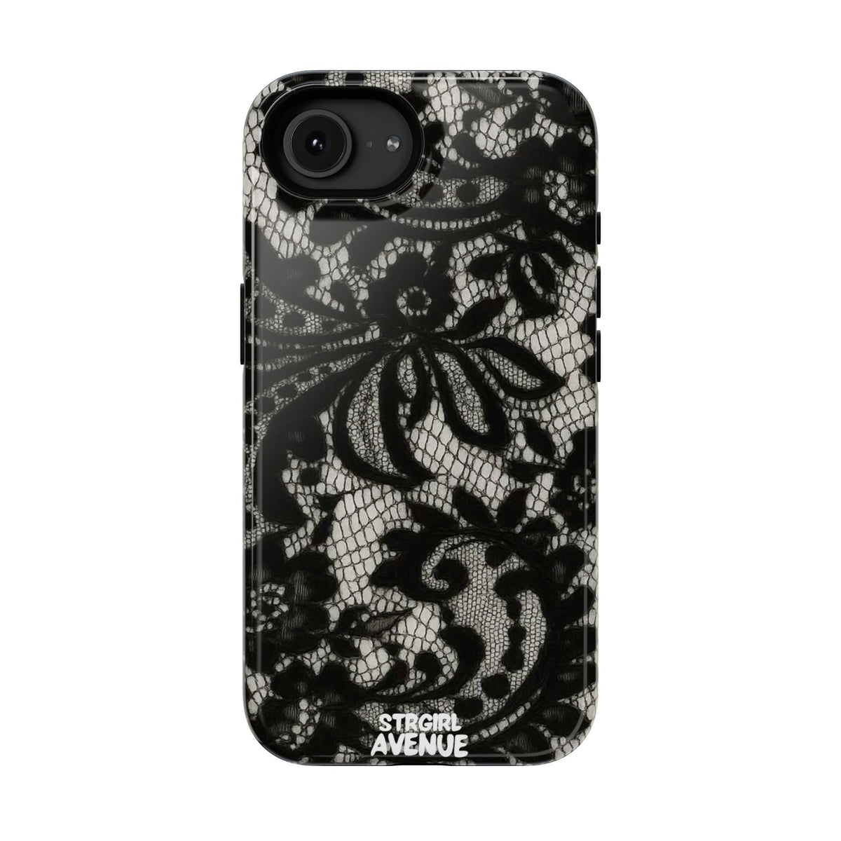 “Lacey black” protective phone case