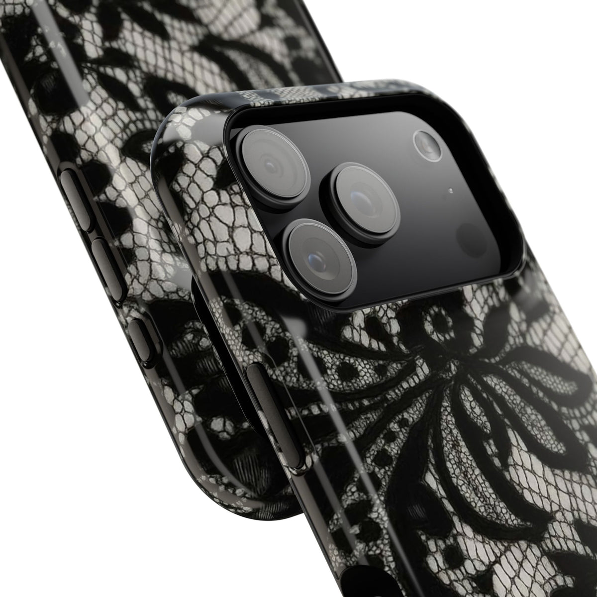 “Lacey black” protective phone case
