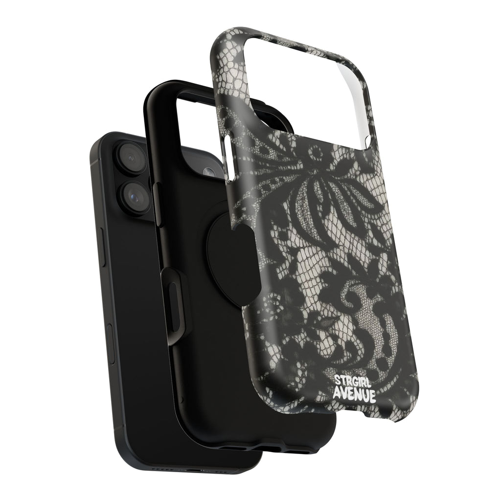 “Lacey black” protective phone case