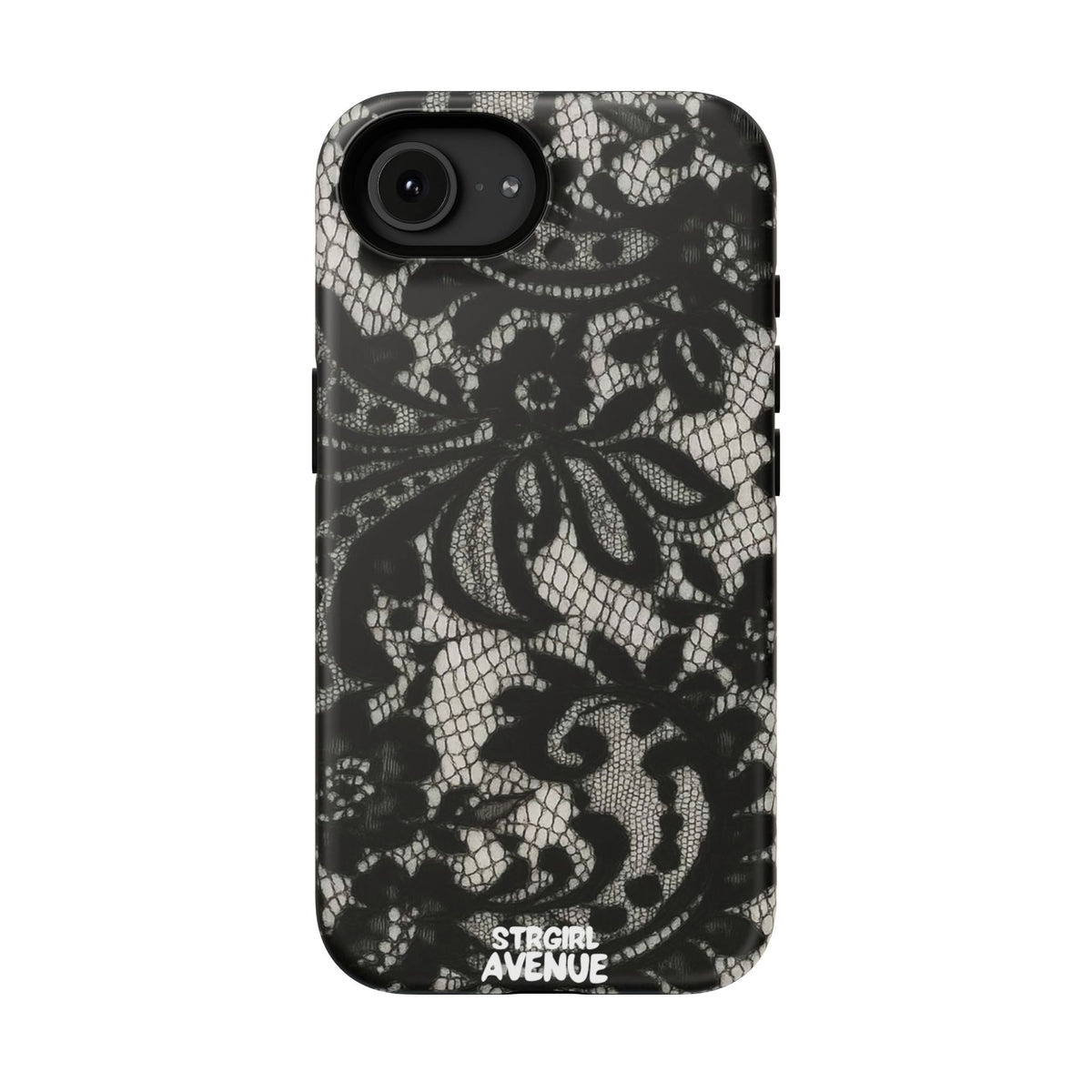 “Lacey black” protective phone case
