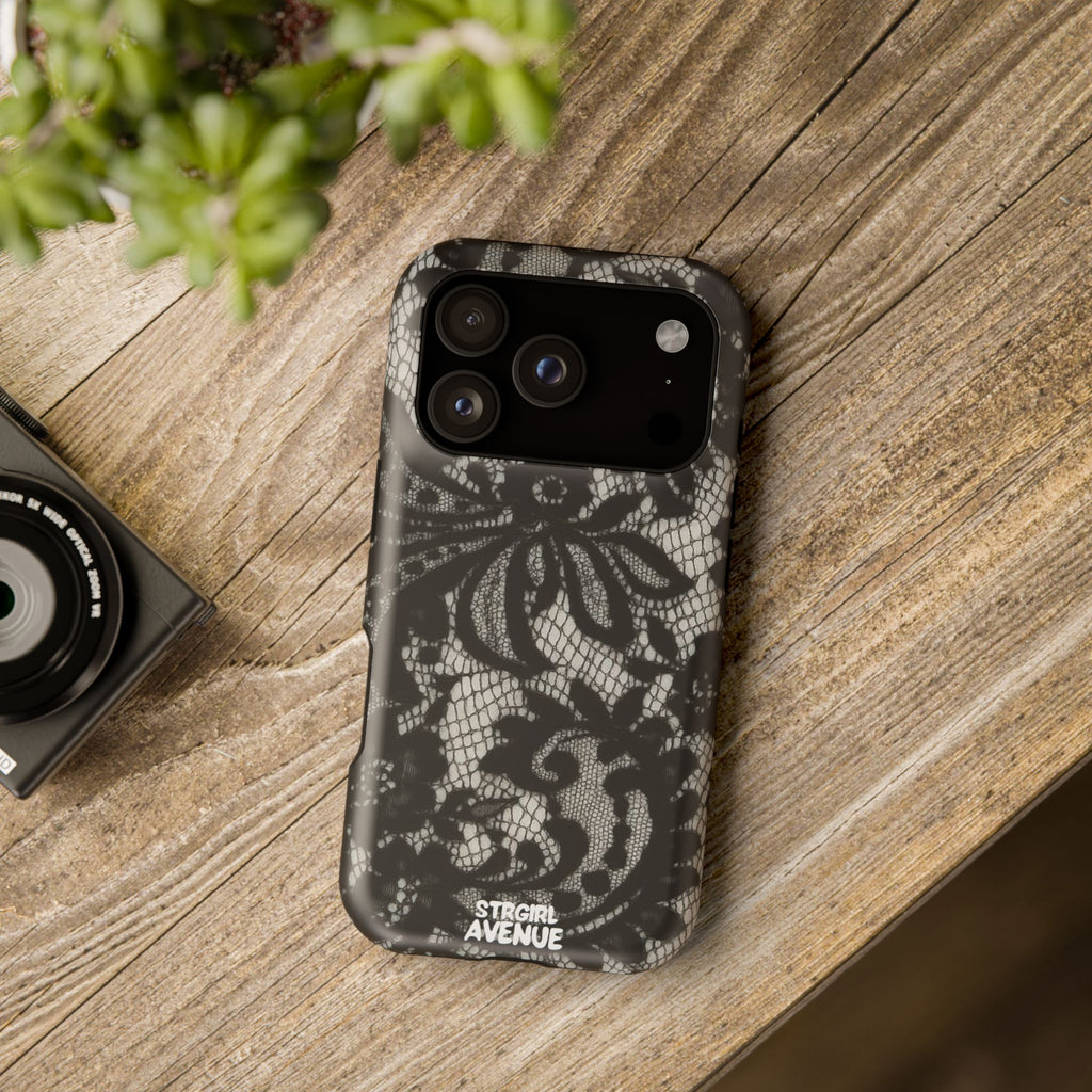 “Lacey black” protective phone case
