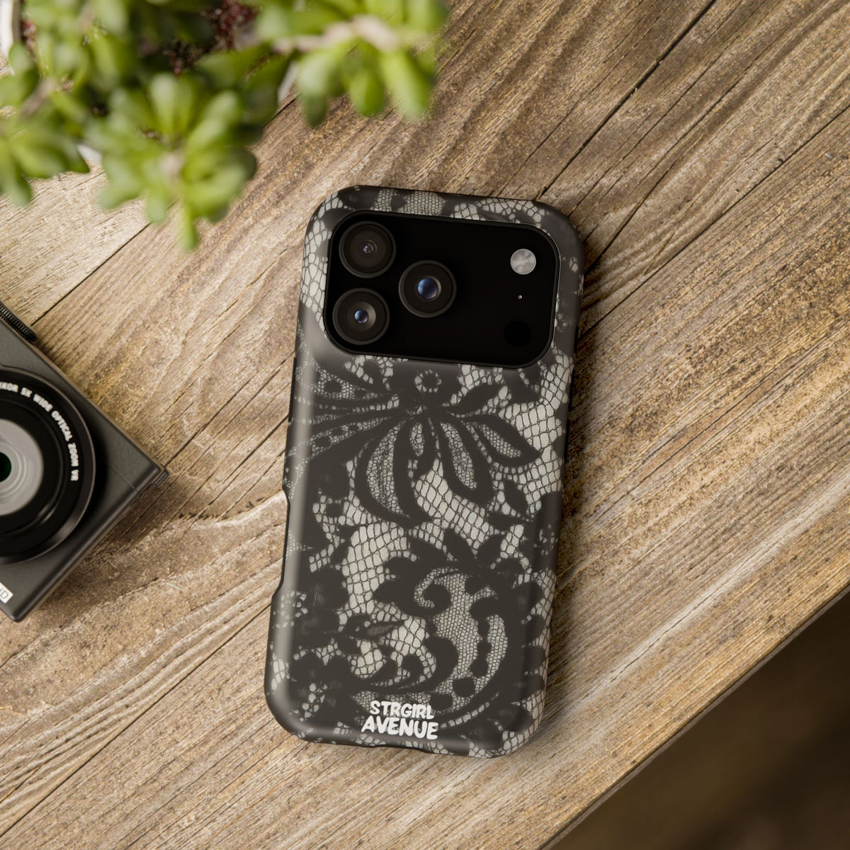 “Lacey black” protective phone case