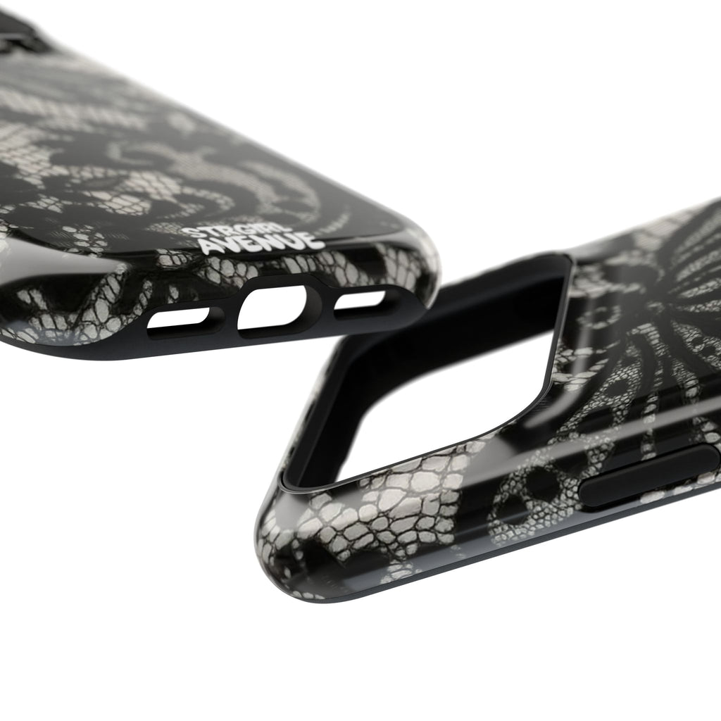 “Lacey black” protective phone case