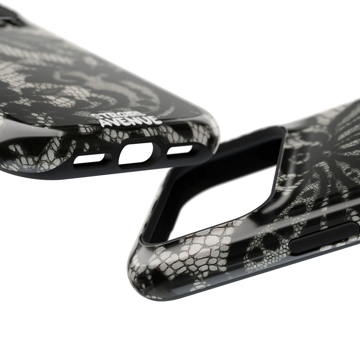 “Lacey black” protective phone case