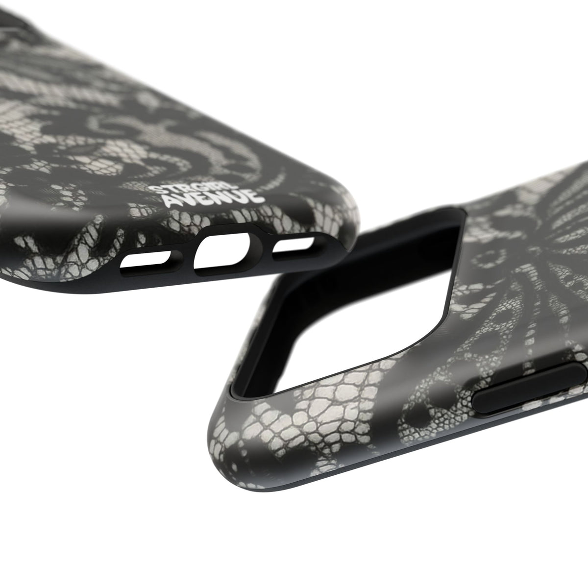 “Lacey black” protective phone case